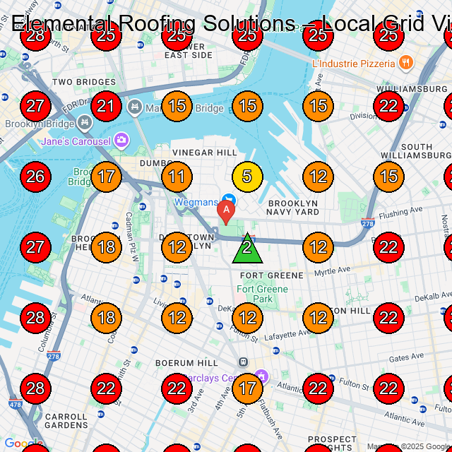 Elemental Roofing Solutions GeoGrid visibility map for Roofing Contractor in None